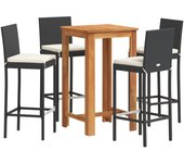 Mesa y taburetes de jardín 5 pzas madera acacia ratán pe negro