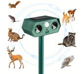 Repelente de animales ultrasónico, repelente de animales solar al aire libre con sensor de movimiento, repelente de perros y gatos