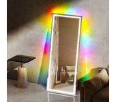 Espejo de pie cuerpo entero con luz 160x65cm - tira luminosa rgb lateral