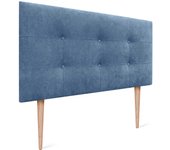 Dhome cabecero de cama acolchado capitoné 8cm de grosor. cabezal tapizado tela acualine con patas cabeceros de cama (azul, 105cm)