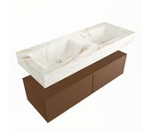 Mondiaz alan-dlux 120cm mueble de baño rust 2 cajones. con lavabo cloud doble 2 orificios color frappe