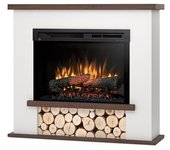 Tula - chimenea eléctrica independiente con calefacción por suelo radiante led - 26' - blanco mate / roble - 100 x 88 x 28