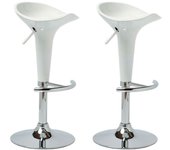 Juego de 2 taburetes de bar de diseño en color blanco, giratorios y regulables en altura tdb10025