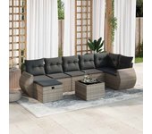 Conjunto de muebles de jardín vidaxl de 8 piezas con cojines grises de mimbre