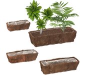 Relaxdays jardinera, 4 tamaños diferentes, jardín, balcón y alféizar, macetas decorativas con forro de plástico, natural