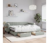 Sofá cama nido y cajones terciopelo gris claro 80x200cm