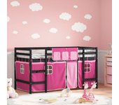 Maison exclusive - cama alta para niños con cortinas madera pino rosa 90x190 cm