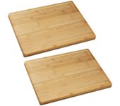 Set 2 tablas cortar alimentos borde ranurado, cubre encimera, protector vitrocerámica, bambú, 2 x 56,5 x 50 cm, natural