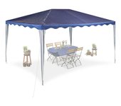 Relaxdays carpa techo bordes ondeados, 2,5x3x4 m, poliéster, acero, impermeable, resiste rasgones, azul marino y blanco