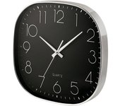 H&h reloj de pared cuadrado negro y cromado cm 38.
