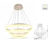Led lampada a sosspensión rotonda tripli anelli diametro 600 mm 400 mm 200 mm 3000k 80w dimmerabile triac dimmer sku-3906