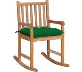 Silla mecedora | sillón balancín relax | sillón de salón de madera maciza de teca con cojín verde cfw651809