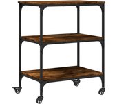 Carrito de cocina madera ingeniería roble ahumado 60x41x76 cm