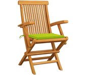Sillas de jardín 8 uds madera teca con cojines verde brillante