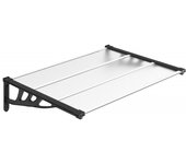 Marquesina puerta policarbonato negro y transparente 122x90 cm cfw52499