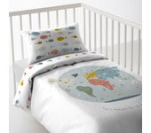 Funda nórdica cuna/maxicuna 100% algodón mapa mundi cuna 60 cm