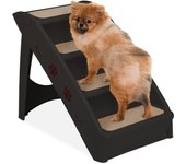 Relaxdays escalera para perro pequeño o grande, 4 peldaños, cama, sofá y coche, pp-fieltro, 1 ud, 49 x 39 x 61 cm, negro