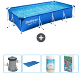 Paquete de piscina - bestway - rectángulo - 400x211x81 cm + accesorios cb63