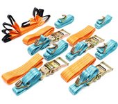 Correas de amarre set 4x para el transporte de coches, 35mmx3,5m, 3000 dan, correa seguridad ruedas