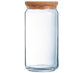 Luminarc pure jar - bote hermético redondo de 1.5l en vidrio con tapa de corcho