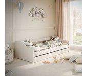 Cama 90x200 con somier y cajón kocot kids allison blanco