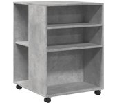 Mesa auxiliar，mesa de centro，mesita de centro ruedas madera ingeniería gris hormigón 55x60x78cm cfw139324