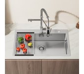 Auralum max fregadero de cocina 1 tanque inox cepillado 304 75*45*19cm-fregadero 1 bandeja con escurridor plegable-gran capacidad