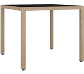 Mesa de jardín con tapa de cristal vidrio templado tejido de resina