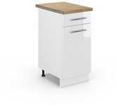 Vicco mueble bajo de cocina fame-line, blanco alto brillo, 40 cm , et roble