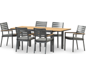 Conjunto mesa jardín 200/140x90 cm y 6 sillas aluminio antracita - osaka