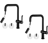 2pcs auralum max grifo cocina ducha,mezclador cocina con ducha extraíble,grifería cocina 2 jets,rotativo 360°,2 modos de pulverización