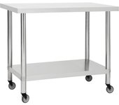 Maison exclusive - mesa de trabajo para cocina con ruedas acero inox 80x60x85 cm