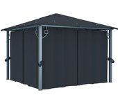 Maison exclusive - cenador con cortina gris antracita aluminio 300x300 cm