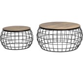 Mesa de café tapa madera de mango y patas de metal color natural marrón.giner y colomer