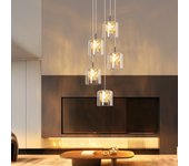 Nettlife lámpara colgante moderna de cristal g9 para comedor, altura ajustable