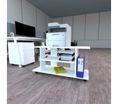 Mesa con ruedas madera fsc® mod. pilar. henor. 100x40x65.5 blanco.