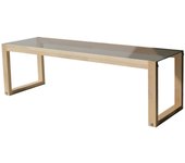 Mueble tv pequeño de madera maciza natural y tapa de cristal templado darone 130 cm