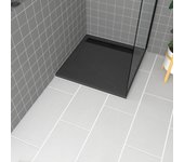 Plato de ducha en acrílico gris efecto piedra 80x80x4 cm - rejillas cromo y negro mate - meteora
