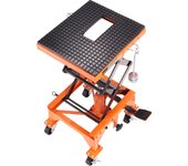 Succebuy mesa elevadora hidráulica motocicleta, gato de tijera con capacidad 200kg, cubierta grande, ganchos en j, 4 ruedas, soporte para atv operado