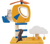 Costway árbol para gatos temático de aviación, rascador para gatos con perchero en forma de helicóptero, poste para rascar, plataforma, escalera, 3 ju