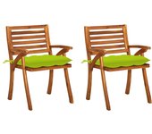 Sillas de comedor de jardín con cojines 2 piezas acacia maciza