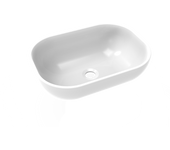 Lavabo khan | lavabo cerámico ovalado | 46 x 36 x 13 cm | acabado blanco brillo | sin orificio para grifo | lavabo sobre encimera | alday