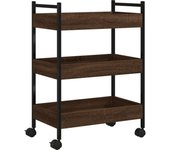 Carrito de cocina，estantería de cocina, carrito de servir madera de ingeniería marrón roble 50x30x70 cm cfw61548