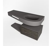 Mondiaz riva 120cm mueble bajo para lavabo repisa dark brown 1 cajón. lavabo derecho sin orificios dark grey