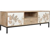 Mueble tv mango metal 140x40x50 hoja blanco