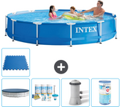 Paquete de piscina - intex - alrededor - 366x366x76 cm + accesorios a1546