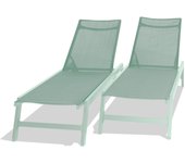 Nilo - conjunto de 2 tumbonas de jardín de aluminio y textileno. tumbonas de diseño con respaldo ajustable en 5 posiciones.