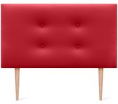 Dhome cabecero de polipiel premium pro con 2 hileras de botones y patas cabezal tapizado cama lujo (rojo, 105cm)