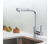 Auralum max mezclador cocina con ducha extraíble grifo cocina rotativo 360°,en 7 forma ,cromo, mezclador fregadero agua caliente y fría,modelo ue
