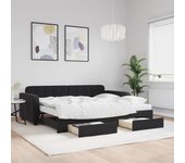 Sofá cama nido y cajones terciopelo negro 90x200 cm